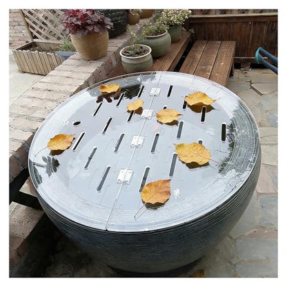 LZMZMQ Clear Acrylic Lid for Round Aquarium, Cat Proof Fish Tank Top Cover, Cuttable Terrarium Anti-Jump Hood with Hole & Hinges, Folding Flip-top(14.5in/36.8cm) - size: 14.5in/36.8cm