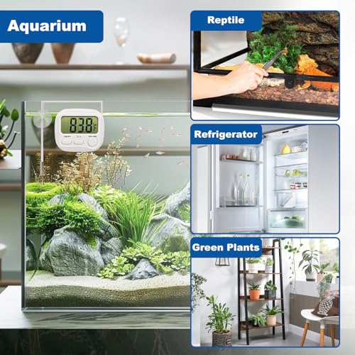 Digital Aquarium Water Thermometer with Large LCD Screen, Measurement Range -58℉ to 572℉, Display ±1℉/±0.5℃, Fish Tank Decoration Accessories, Idea for Reptile, Aquatic, Tub, Refrigerator and Freezer