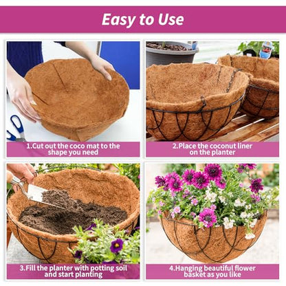16X160 Inch Natural Coco Liner Roll, Coconut Liners for Planter Window Box Hanging Basket, Coconut Coir Roll Coco Fiber Mat for Garden Decoration DIY Moss Poles Pet Pad Reptiles Carpet