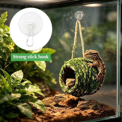 Mossy Caves Hideout, Crested Gecko Tank Accessories, Green Cave Hide Made with Natural Moss for Reptiles and Amphibians, Hide for Crested Gecko, Terrarium & Vivarium Decor