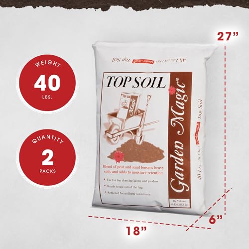Michigan Peat 2 Pack Garden Magic Indoor and Outdoor Organic Planting Potting Topsoil Mix Blend with Moisture Retention, 40-Pound Bag - size: 40-Pound (2 Pack)
