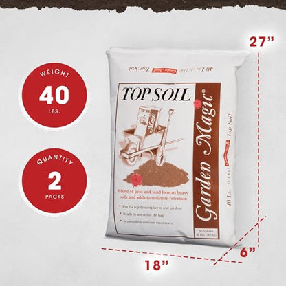 Michigan Peat 2 Pack Garden Magic Indoor and Outdoor Organic Planting Potting Topsoil Mix Blend with Moisture Retention, 40-Pound Bag - size: 40-Pound (2 Pack)