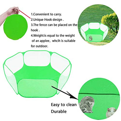 Small Animals Tent,Reptiles Cage,Breathable Transparent Pet Playpen Pop Open Outdoor/Indoor Exercise Fence,Portable Yard Fence (Cool Green) - color: Cool green