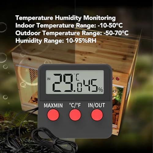 Temperature Humidity Meter, Digital Hygrometer with 2 External Probes Dual Display for Reptile Terrarium Incubator Aquarium