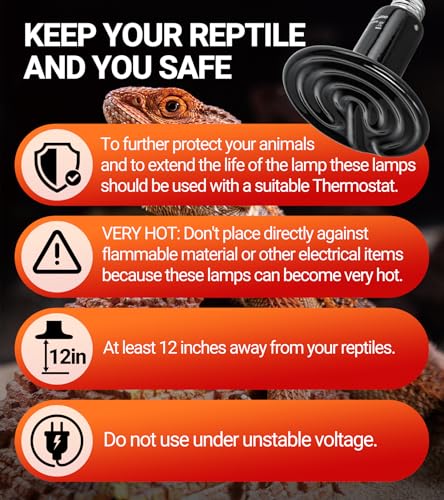 REPTI ZOO 150W Reptile Heat Lamp 2Pack Ceramic Heat Emitter Night Heat Lamp Bulbs Reptile Terrarium Heat lamp Tank Heat Bulb for Turtle Bearded Dragon Gecko Lizard Snake Chicken E26 - style: 150W/2PCS