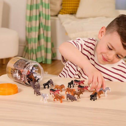 Terra by Battat Wild Animal Figurines Tube, 60 Mini Safari Figures, Animals | 60 realistic mini wild animal figures in a portable tube for pretend play, crafts, dioramas, sensory bins, Animals, 3+ Years - style: Wild Animals in Tube