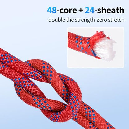 200Ft 1/2 Inch Heavy Duty Climbing Rope,Arborist Rope for Tree Pulling (Red) - size: 200ft-Red