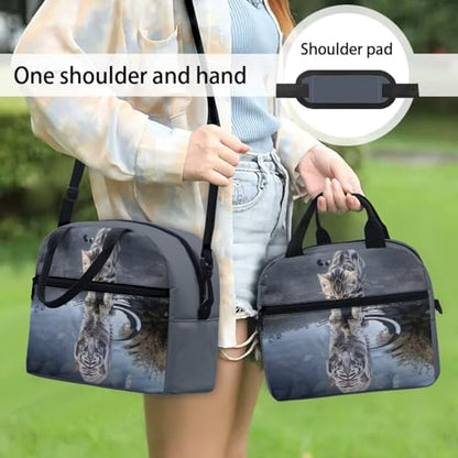 Cat Tiger Insulated Lunch Bag for Girls Boys 4-6 8-10 12-14 Crossbody Lunch Box Tote Lunchbag Purse Leakproof Cooler Bag Meal Bento Bags for Men Women Office Work School - color: Cat Tiger