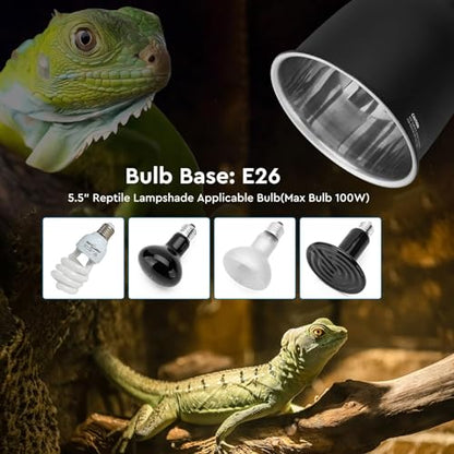Reptile Light Fixture 5.5", Reptile Heat Lamp Max 100W, Reptile Tank Lighting Fixtures, Fixture for UVB Reptile Light, Reptile Tank Accessories 2 Packs E26 - size: 5.5-INCH
