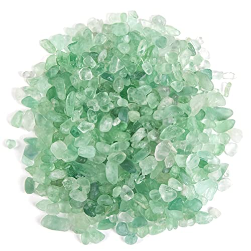 QICQDRAM Green Flourite Crystals Bulk Tumbled Chips Stone Natural 1LB | Small Tumbled Stones Crystal Chips Bulk for Healing Crystals Fish Tank Gravel Vase Filler (405g/14.28oz) - color: Green Flourite