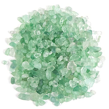 QICQDRAM Green Flourite Crystals Bulk Tumbled Chips Stone Natural 1LB | Small Tumbled Stones Crystal Chips Bulk for Healing Crystals Fish Tank Gravel Vase Filler (405g/14.28oz) - color: Green Flourite