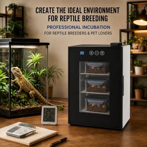 Reptile Incubator 23L Egg Incubator with Humidity Control Cooling Heatin | 10-40℃ Smart Cooling & Heating, 32dB Ultra-Quiet, 3 Removable Shelves, Galvanized Steel Build, For Snake Lizard Gecko Egg
