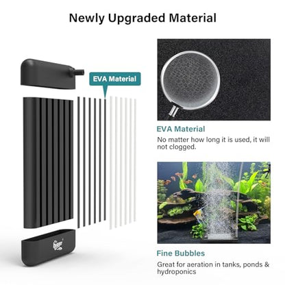 hygger Fish Tank Bubbler, Aquarium Air Stone with Special EVA Material, Air Bubbler for Nano Air Pump Fish Tank Small Bucket and Hydroponics