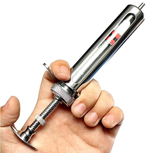 EatingBiting 20ml Reusable Stainless Steel Hypodermic Veterinary Animal Syringe Glass for Lab/Quality Stainless Steel/Simple Structure/with Locking Screws Simple Operation