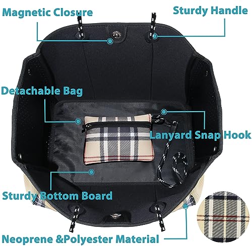 Hibala Neoprene Multipurpose Beach Bag,Gym/Travel/Pool Bag,Tote For Women&Men - color: Br Plaid