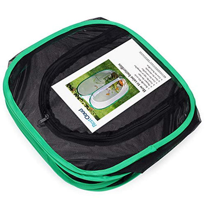 RESTCLOUD Insect and Butterfly Habitat Cage Terrarium Pop-up 12 X 12 X 12 Inches - color: Black With Green, size: 12 x 12 x 12 inches