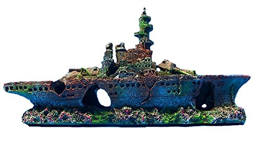zoele Resin Damaged Navy War Boat Mini Ship Battleship Wreck Fish Tank Landscape Ornament Cave Aquarium Decoration Decor