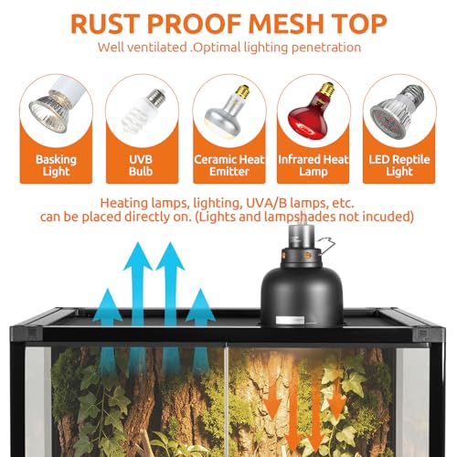 67 Gallon Tempered Glass Reptile Tank, 24" x 18" x 36" Reptile Terrarium,Reptile Enclosure with Front Opening Sliding Double Doors, Top Ventilation, Removable Door Easy to Feed and Clean - size: 24" x 18" x 36"