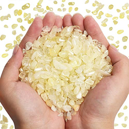 QICQDRAM Polished Gem Stones Rocks Citrine Crystals Chips Bulk Natural 1LB | Small Tumbled Stones Crystal Chips Bulk for Healing Crystals Fish Tank Gravel Vase Filler (405g/14.28oz) - color: Citrine