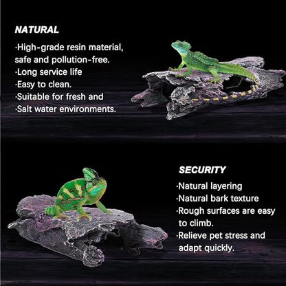Fish Tank Decorations-Bearded Dragon Tank Accessories Aquarium Decor, Reptile Hide Tree Trunk Betta Lizard Snake Gecko Axolotl Spider Turtles Bearded Dragon Tank Accessories (Black)