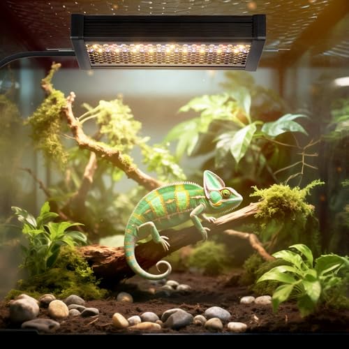 HNRLOY Reptile UVB LED Light Full Spectrum,18W UVA/UVB LED Reptile Light for Bearded Dragons,Chameleons, Turtles,Lizards,Geckos,Snakes, Adjustable Timer, Dimmable Reptile Lamp with 3 Lighting Modes - size: 9.9Inch
