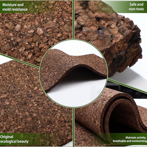 4 Pack Cork Terrarium Background, Natural Bark Climbing Mat | 16x12 Inch Cork Terrarium Background, 9.5mm Thick Natural Bark Panel, Self Healing Climbing Mat for Reptiles, Lizards Spiders