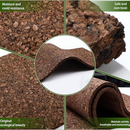 4 Pack Cork Terrarium Background, Natural Bark Climbing Mat | 16x12 Inch Cork Terrarium Background, 9.5mm Thick Natural Bark Panel, Self Healing Climbing Mat for Reptiles, Lizards Spiders