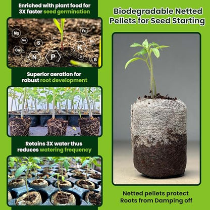 Organic Coco Coir Seed Starter Pellets NPK Enriched 50 Pcs, 35mm Perfect to Grow Herbs, Vegetables, Flowers,Fruits Seedlings, Compressed Coconut Coir Soil Plugs - Easy to Transplant in Pot - size: 50 Pack - NPK Enriched Seed Starter Pellets