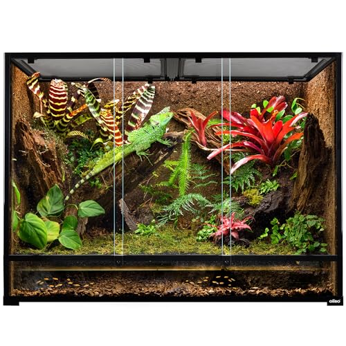 135 Gallon Reptile Terrarium, 48" x 18" x 36" Full Tempered Glass Vertical Reptile Tank,Front Sliding Door with Top Screen Ventilation Reptile Amphibian Tall & Extra-Long Habitat Enclosure Cage