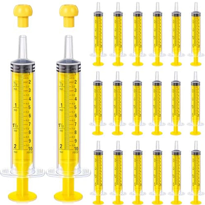 TrelaCo 20 Pack 10ml Oral Syringes with Cap for Liquid Plastic Syringe Without Needle Measuring Dispensing Tools Individually Sealed for Pets Feeding Lab Sample Injection(Yellow) - size: Yellow