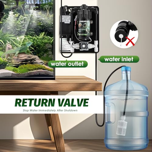 LANUEVA Reptile Humidifier Misting System with 6 Nozzles for Terrarium | Quieter Terrarium Mister with 4 Single 360° Misting Nozzle+2 Double Nozzle, Reptile Fogger for Tank, Chameleon, Lizard, Snake