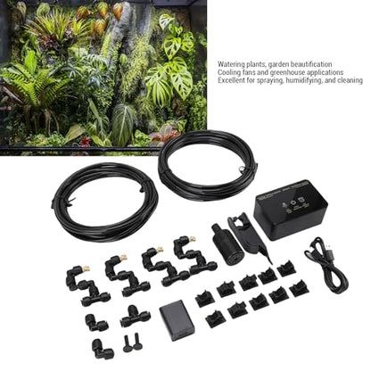 Luocute Reptile System, Automatic Terrariums Misting System with Timer and Copper Nozzles, Suitable for Rainforest Plants Amphibian (US Plug 110-240V)