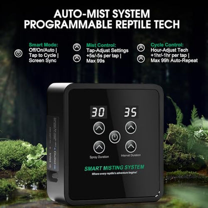 Reptile Mister Humidifier Reptile Mister System with Timer Auto | Terrarium Misting System Reptile Fogger for Chameleons, Snakes, Frogs, Lizards & Turtles - color: C-Black