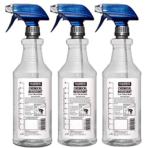 HARRIS Chemically Resistant Professional Empty Spray Bottles, 32oz (3-Pack), for Cleaning Solutions and Water - size: 3 Count (Pack of 1)