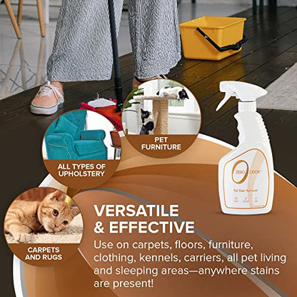 Zero Odor - Pet Stain Remover & Odor Eliminator - Permanently Remove Stain & Odor with Patented Technology Best for Carpet, Furniture, Floors, Pet Bed– Look and Smell Great, 16oz (Over 400 Sprays)