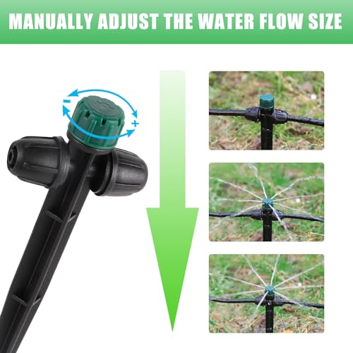 30 Pcs Drip Irrigation Emitters for 1/4" Drip Tubing,360 Adjustable | Double-headed Automatic Irrigation Drippers on 6.5" Arrow Stake for Garden Lawn 1/4" Drip Watering System - style: 30Pcs Irrigation Drippers