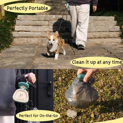 Medium Pooper Scooper, Portable and Handheld Size for Walking Large and Small Dogs Outside Yard or Travel Outdoors, Pup Poop Scoop with Container and 30pcs Pet Waste Bag Attachment - size: Medium