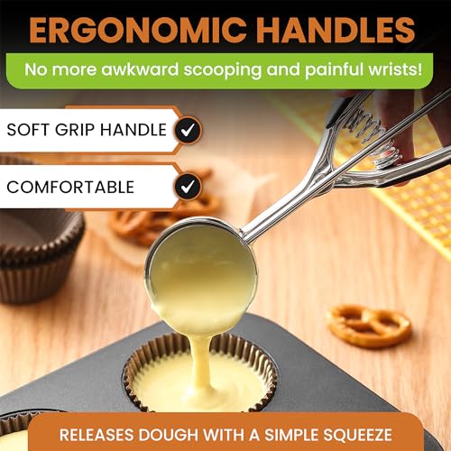 Spring Chef Large Stainless Steel Cookie Scoop, #20, 2.93 Tablespoon, Black | Professional 3.5" Cookie Dough Scoop for Baking, Cookie Scooper, Ice Cream Scoop with Trigger Release, Dishwasher Safe - color: Black, size: #20 - Large - 2.93 Tbsp