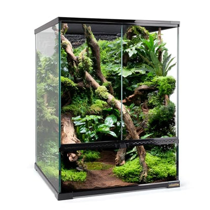 30 Gallon Tall Reptile Glass Tank Terrarium 18"x18"x24" Large Habitat Enclosure for Gecko,Lizard,Chameleon,Frog,Snake,No Install Needed and Come with Tank Background - size: 18x18x24 inch