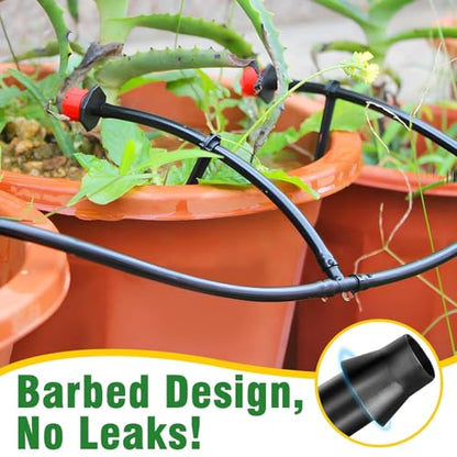 RedChili 260 Pack Drip Irrigation Fittings Kit for 1/4" Tubing, Complete Set with Drip System Barbed Connectors (Misting Nozzles, Nozzle Tees, Single Barbs, Couplings, Tees, Elbows, Plugs, Crosses) - size: 1/4" Connection Kit-260P