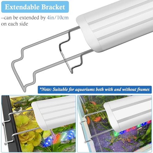 HITOP 16-24in Plant Growth Aquarium LED Light with Timer, Full Spectrum Auto 24/7 Lighting Cycle& 10-Level Brightness Adjustment, Fish Tank Light with Extendable Brackets - style: 16-24in