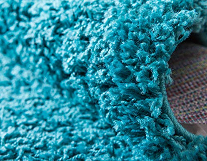 Unique Loom Solid Shag Collection Area Rug (1' Square, Deep Aqua Blue) - color: Deep Aqua Blue, size: 1' x 1' (Square)