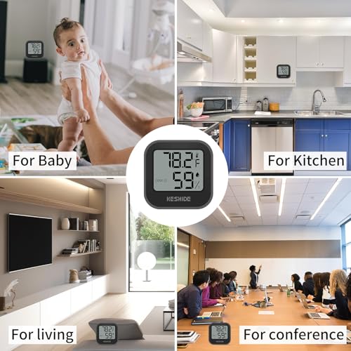 Digital Hygrometer Thermometer for Room Temperature Humidity Meter Indoor Thermometer Accuracy Calibration LCD Temperature Sensor, Bedroom, Baby Room, Office, Greenhouse, Cellar