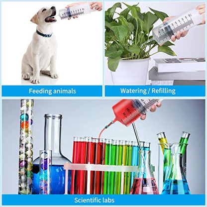 BBTO 2 Pieces Large Plastic Syringe with Tube 40 Inch Handy Plastic Tubing and Connections for Scientific Lab,Glue Dispensing,Watering,Refilling,Feeding and Measuring(500 ML) - size: 500 ML