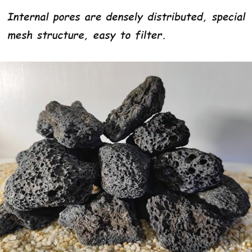 Tfwadmx 10 Pcs Aquarium Black Lava Rock Fish Tank Volcanic Pumice Stones for Betta Fish Shrimp (1.96''-3.14'') - color: Black, size: L:2''-3.2''