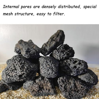 Tfwadmx 10 Pcs Aquarium Black Lava Rock Fish Tank Volcanic Pumice Stones for Betta Fish Shrimp (1.96''-3.14'') - color: Black, size: L:2''-3.2''
