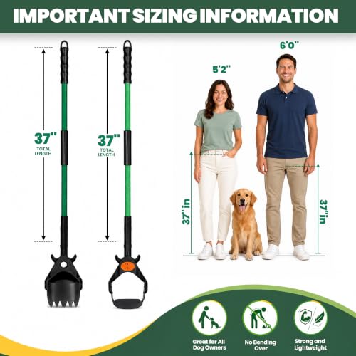 XP Pooper Scooper & Rake Set, Consumer Reports #1 Rated Ergonomic Scooper 2024, 2026. Strong & Lightweight, Dogs & Pet Poop Cleanup & Waste Removal - Fits Any Style Bag. 10-Year Wty. - size: XP Scooper and Rake SET, 37"