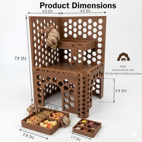 Hermit Crab Climbing Toys and Hideout,Multi-Functional Climbing Wall & Habitat Tank Accessories | Dual-Tower Hermit Crab Foraging Cave with Feeding Dish,Hermit Crabs Climbing Habitat and Enrichment