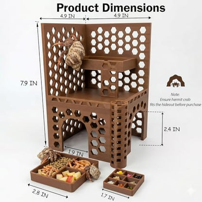 Hermit Crab Climbing Toys and Hideout,Multi-Functional Climbing Wall & Habitat Tank Accessories | Dual-Tower Hermit Crab Foraging Cave with Feeding Dish,Hermit Crabs Climbing Habitat and Enrichment