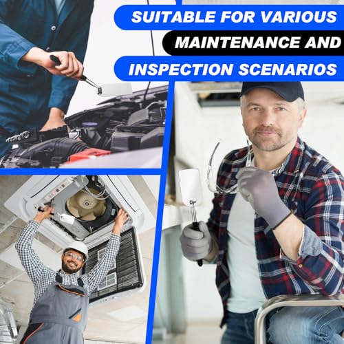 2 Pcs Flame Inspection Mirror Telescoping 2 x 3.75 Inch Stainless Steel Pivoting Rectangular Telescopic Welding Mirror with Grip Handle for Maintenance Inspection